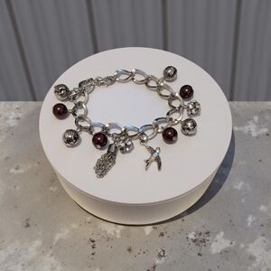 Paparazzi Silver and Dark Burgundy  Charm Bracelet